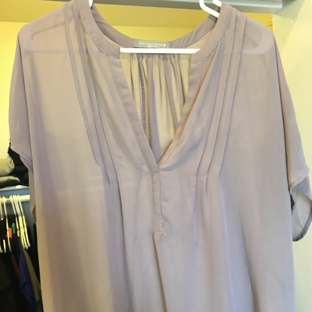 Olivia Moon Light Taupe / Cream Silk Blouse